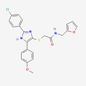 molecular formula C23H20ClN3O3S B2972619 2-{[2-(4-chlorophenyl)-5-(4-methoxyphenyl)-1H-imidazol-4-yl]sulfanyl}-N-[(furan-2-yl)methyl]acetamide CAS No. 901257-81-6