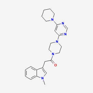 molecular formula C24H30N6O B2972622 2-(1-methyl-1H-indol-3-yl)-1-(4-(6-(piperidin-1-yl)pyrimidin-4-yl)piperazin-1-yl)ethanone CAS No. 1206985-35-4