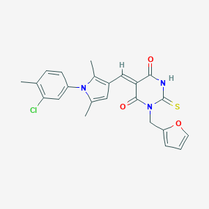 molecular formula C23H20ClN3O3S B297263 5-{[1-(3-chloro-4-methylphenyl)-2,5-dimethyl-1H-pyrrol-3-yl]methylene}-1-(2-furylmethyl)-2-thioxodihydropyrimidine-4,6(1H,5H)-dione 