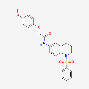 2-(4-methoxyphenoxy)-N-(1-(phenylsulfonyl)-1,2,3,4-tetrahydroquinolin-6-yl)acetamide