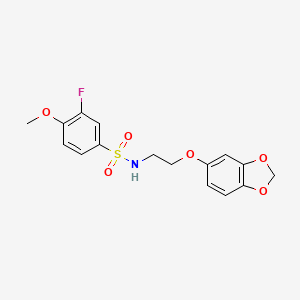 molecular formula C16H16FNO6S B2972634 N-(2-(benzo[d][1,3]dioxol-5-yloxy)ethyl)-3-fluoro-4-methoxybenzenesulfonamide CAS No. 1105204-92-9