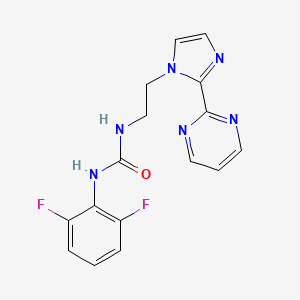 molecular formula C16H14F2N6O B2972638 1-(2,6-二氟苯基)-3-(2-(2-(嘧啶-2-基)-1H-咪唑-1-基)乙基)脲 CAS No. 1797823-12-1