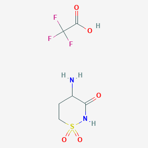 molecular formula C6H9F3N2O5S B2972650 4-Amino-1,2-thiazinane-1,1,3-trione trifluoroacetic acid CAS No. 2171703-41-4