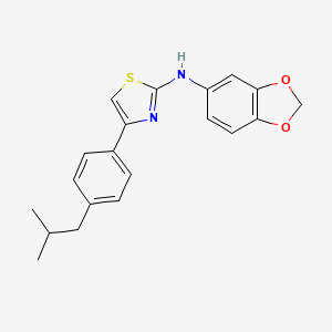 molecular formula C20H20N2O2S B2972655 N-(1,3-benzodioxol-5-yl)-4-[4-(2-methylpropyl)phenyl]-1,3-thiazol-2-amine CAS No. 398470-26-3