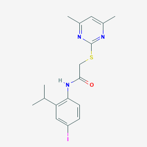 molecular formula C17H20IN3OS B297267 2-[(4,6-dimethylpyrimidin-2-yl)sulfanyl]-N-(4-iodo-2-isopropylphenyl)acetamide 