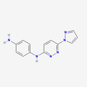 molecular formula C13H12N6 B2972670 N1-(6-(1H-Pyrazol-1-yl)pyridazin-3-yl)benzene-1,4-diamine CAS No. 1706447-48-4