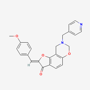 molecular formula C24H20N2O4 B2972672 (Z)-2-(4-methoxybenzylidene)-8-(pyridin-4-ylmethyl)-8,9-dihydro-2H-benzofuro[7,6-e][1,3]oxazin-3(7H)-one CAS No. 2014409-55-1