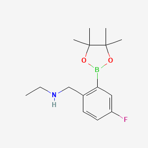 molecular formula C15H23BFNO2 B2972681 2-(乙氨基甲基)-5-氟苯基硼酸，频哪醇酯 CAS No. 2096330-37-7