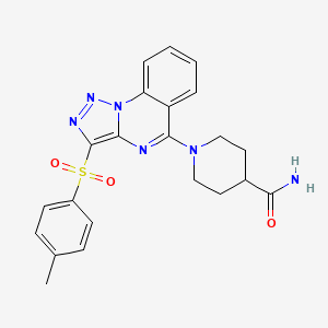 molecular formula C22H22N6O3S B2972686 1-(3-Tosyl-[1,2,3]triazolo[1,5-a]quinazolin-5-yl)piperidine-4-carboxamide CAS No. 893272-25-8