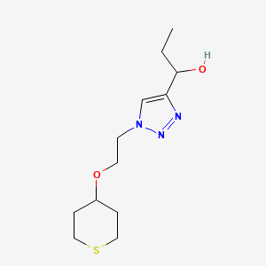 molecular formula C12H21N3O2S B2972688 1-[1-[2-(Thian-4-yloxy)ethyl]triazol-4-yl]propan-1-ol CAS No. 2138414-27-2