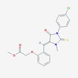 molecular formula C20H17ClN2O4S B297270 methyl (2-{(Z)-[1-(4-chlorophenyl)-3-methyl-5-oxo-2-thioxoimidazolidin-4-ylidene]methyl}phenoxy)acetate 