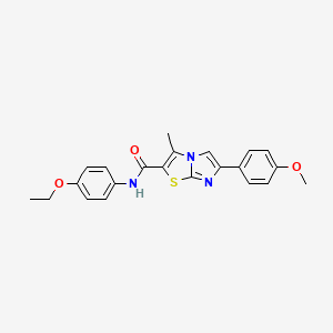 molecular formula C22H21N3O3S B2972701 N-(4-ethoxyphenyl)-6-(4-methoxyphenyl)-3-methylimidazo[2,1-b][1,3]thiazole-2-carboxamide CAS No. 932996-23-1