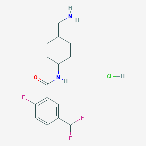 molecular formula C15H20ClF3N2O B2972705 N-[4-(氨甲基)环己基]-5-(二氟甲基)-2-氟苯甲酰胺；盐酸盐 CAS No. 2416229-49-5