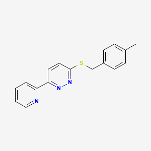 molecular formula C17H15N3S B2972711 3-((4-甲基苄基)硫代)-6-(吡啶-2-基)嘧啶嗪 CAS No. 893994-64-4