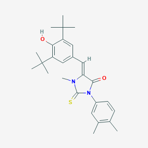 molecular formula C27H34N2O2S B297272 5-(3,5-Ditert-butyl-4-hydroxybenzylidene)-3-(3,4-dimethylphenyl)-1-methyl-2-thioxoimidazolidin-4-one 