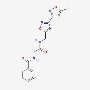 N-(2-(((3-(5-methylisoxazol-3-yl)-1,2,4-oxadiazol-5-yl)methyl)amino)-2-oxoethyl)benzamide