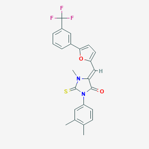 molecular formula C24H19F3N2O2S B297273 3-(3,4-Dimethylphenyl)-1-methyl-2-thioxo-5-({5-[3-(trifluoromethyl)phenyl]-2-furyl}methylene)imidazolidin-4-one 