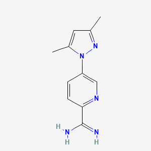molecular formula C11H13N5 B2972743 5-(3,5-Dimethyl-1H-pyrazol-1-yl)pyridine-2-carboximidamide CAS No. 1546795-68-9