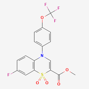 molecular formula C17H11F4NO5S B2972744 7-氟-4-[4-(三氟甲氧基)苯基]-4H-1,4-苯并噻嗪-2-甲酸甲酯 1,1-二氧化物 CAS No. 1291861-75-0