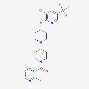 molecular formula C24H28ClF3N4O2 B2972745 (4-((3-Chloro-5-(trifluoromethyl)pyridin-2-yl)oxy)-[1,4'-bipiperidin]-1'-yl)(2,4-dimethylpyridin-3-yl)methanone CAS No. 2034495-28-6