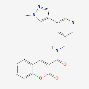 molecular formula C20H16N4O3 B2972752 N-((5-(1-methyl-1H-pyrazol-4-yl)pyridin-3-yl)methyl)-2-oxo-2H-chromene-3-carboxamide CAS No. 2034521-27-0