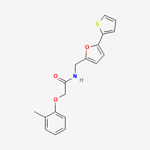 molecular formula C18H17NO3S B2972764 N-((5-(thiophen-2-yl)furan-2-yl)methyl)-2-(o-tolyloxy)acetamide CAS No. 2034247-91-9