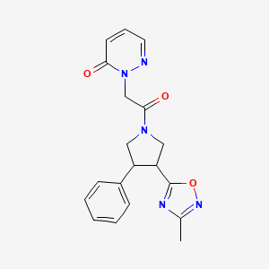 molecular formula C19H19N5O3 B2972765 2-(2-(3-(3-methyl-1,2,4-oxadiazol-5-yl)-4-phenylpyrrolidin-1-yl)-2-oxoethyl)pyridazin-3(2H)-one CAS No. 1903170-25-1