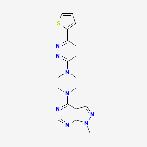 molecular formula C18H18N8S B2972771 1-Methyl-4-[4-(6-thiophen-2-ylpyridazin-3-yl)piperazin-1-yl]pyrazolo[3,4-d]pyrimidine CAS No. 2380190-67-8