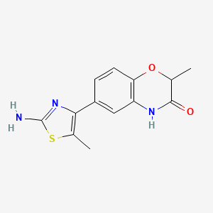 molecular formula C13H13N3O2S B2972774 6-(2-amino-5-methyl-1,3-thiazol-4-yl)-2-methyl-3,4-dihydro-2H-1,4-benzoxazin-3-one CAS No. 927965-62-6