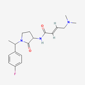 molecular formula C18H24FN3O2 B2972780 (E)-4-(Dimethylamino)-N-[1-[1-(4-fluorophenyl)ethyl]-2-oxopyrrolidin-3-yl]but-2-enamide CAS No. 2411337-63-6