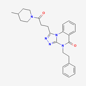 molecular formula C26H29N5O2 B2972790 1-[3-(4-Methylpiperidin-1-yl)-3-oxopropyl]-4-(2-phenylethyl)-[1,2,4]triazolo[4,3-a]quinazolin-5-one CAS No. 902964-04-9