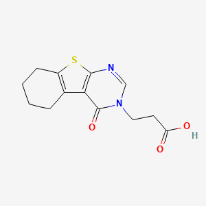 molecular formula C13H14N2O3S B2972793 3-(4-oxo-5,6,7,8-tetrahydro[1]benzothieno[2,3-d]pyrimidin-3(4H)-yl)propanoic acid CAS No. 450394-87-3