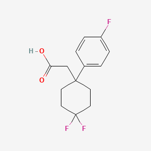 molecular formula C14H15F3O2 B2972802 2-[4,4-Difluoro-1-(4-fluorophenyl)cyclohexyl]acetic acid CAS No. 2251053-80-0