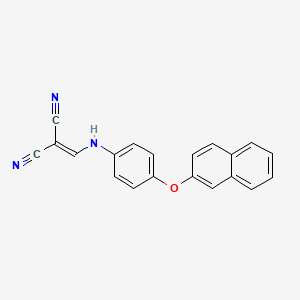 molecular formula C20H13N3O B2972806 2-{[4-(2-Naphthyloxy)anilino]methylene}malononitrile CAS No. 1020251-85-7