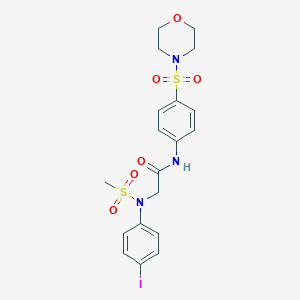 molecular formula C19H22IN3O6S2 B297281 2-[4-iodo(methylsulfonyl)anilino]-N-[4-(morpholin-4-ylsulfonyl)phenyl]acetamide 