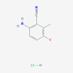 molecular formula C8H8ClFN2 B2972813 6-Amino-3-fluoro-2-methylbenzonitrile;hydrochloride CAS No. 2460755-90-0