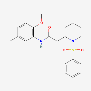 molecular formula C21H26N2O4S B2972818 N-(2-methoxy-5-methylphenyl)-2-(1-(phenylsulfonyl)piperidin-2-yl)acetamide CAS No. 1021040-43-6