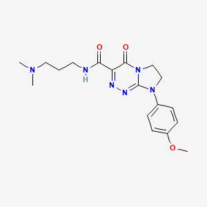 molecular formula C18H24N6O3 B2972833 N-(3-(dimethylamino)propyl)-8-(4-methoxyphenyl)-4-oxo-4,6,7,8-tetrahydroimidazo[2,1-c][1,2,4]triazine-3-carboxamide CAS No. 946361-00-8