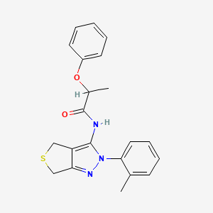 molecular formula C21H21N3O2S B2972845 N-[2-(2-methylphenyl)-4,6-dihydrothieno[3,4-c]pyrazol-3-yl]-2-phenoxypropanamide CAS No. 450340-25-7