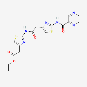 Ethyl 2-(2-(2-(2-(pyrazine-2-carboxamido)thiazol-4-yl)acetamido)thiazol-4-yl)acetate