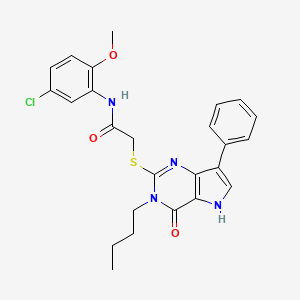 molecular formula C25H25ClN4O3S B2972872 2-((3-butyl-4-oxo-7-phenyl-4,5-dihydro-3H-pyrrolo[3,2-d]pyrimidin-2-yl)thio)-N-(5-chloro-2-methoxyphenyl)acetamide CAS No. 1260937-75-4