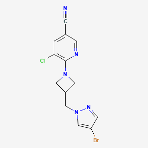 molecular formula C13H11BrClN5 B2972873 6-[3-[(4-Bromopyrazol-1-yl)methyl]azetidin-1-yl]-5-chloropyridine-3-carbonitrile CAS No. 2415538-39-3