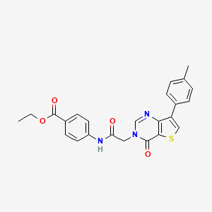 molecular formula C24H21N3O4S B2972884 ethyl 4-({[7-(4-methylphenyl)-4-oxothieno[3,2-d]pyrimidin-3(4H)-yl]acetyl}amino)benzoate CAS No. 1206985-84-3