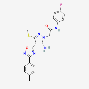 2-[5-amino-4-[3-(4-methylphenyl)-1,2,4-oxadiazol-5-yl]-3-(methylthio)-1H-pyrazol-1-yl]-N-(4-fluorophenyl)acetamide