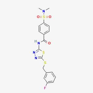 4-(dimethylsulfamoyl)-N-[5-[(3-fluorophenyl)methylsulfanyl]-1,3,4-thiadiazol-2-yl]benzamide