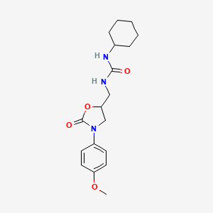 molecular formula C18H25N3O4 B2972898 1-Cyclohexyl-3-((3-(4-methoxyphenyl)-2-oxooxazolidin-5-yl)methyl)urea CAS No. 954634-56-1