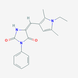 molecular formula C18H19N3O2 B297291 (5E)-5-[(1-ethyl-2,5-dimethylpyrrol-3-yl)methylidene]-3-phenylimidazolidine-2,4-dione 