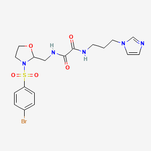 N1-(3-(1H-imidazol-1-yl)propyl)-N2-((3-((4-bromophenyl)sulfonyl)oxazolidin-2-yl)methyl)oxalamide