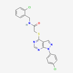 molecular formula C20H15Cl2N5OS B2972923 N-(2-氯苄基)-2-((1-(4-氯苯基)-1H-吡唑并[3,4-d]嘧啶-4-基)硫代)乙酰胺 CAS No. 893916-16-0
