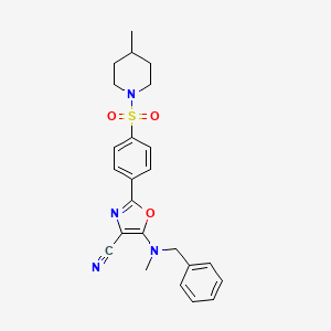 molecular formula C24H26N4O3S B2972935 5-[苄基(甲基)氨基]-2-{4-[(4-甲基哌啶-1-基)磺酰基]苯基}-1,3-恶唑-4-腈 CAS No. 941247-73-0